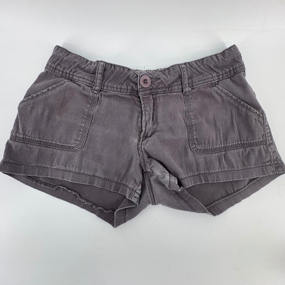 Iris Basic Womens Utility Shorts Charcoal Gray Stretch Cotton Size M Floral Trim